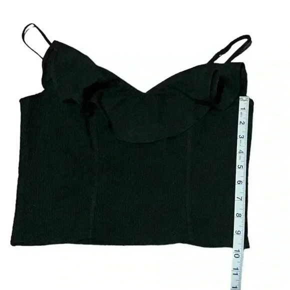 Guess, Ruffled, Black, Smock Tank With Adjustable Straps, Size Medium, Pre Loved - Picture 7 of 10